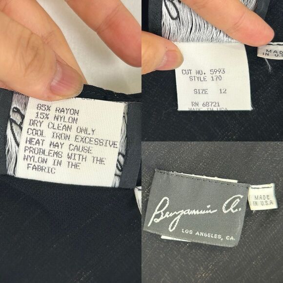 Vintage Benjamin A. Black and Gold Floor Length Maxi Slip Dress - Picture 8 of 8